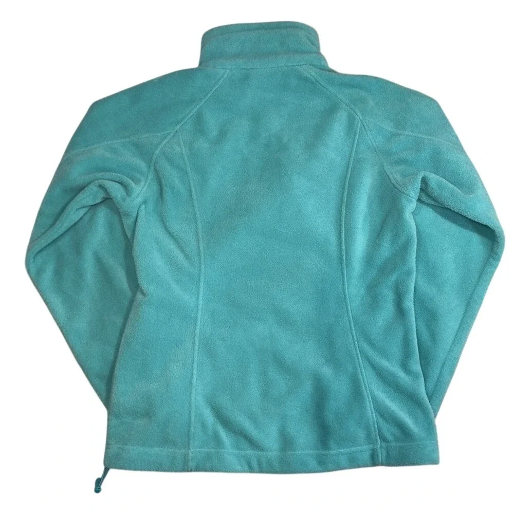 Columbia‎ Women Teal Polar Fleece Full-Zip Jacket Small Mock Neck Pockets Soft